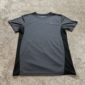 Champion Shirt Mens Large Double Gray Short Sleeve Cotton Logo Basic Gym Adult